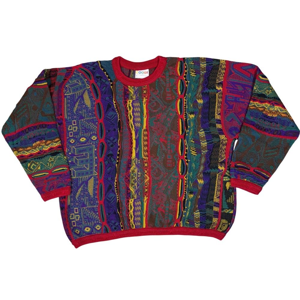 Vtg Coogi Australia Sweater Mens XL 3D Knit Biggie Hip Hop Big E Guitar Musical